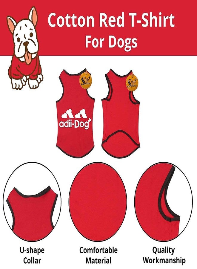 Sage Square Comfort Cotton Dog T-Shirt, Sleeveless Vest for Dog & Puppy Top Fashion Apparel, Stylish T-Shirt, Soft & Breathable (Red) (Large - 20inch) - Image 4
